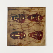 Tenture Dessin d'art facial tribal africain vintage abstra (Devant (Horizontal))