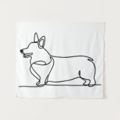 Tenture Dessin de ligne de corgi (Devant (Horizontal))
