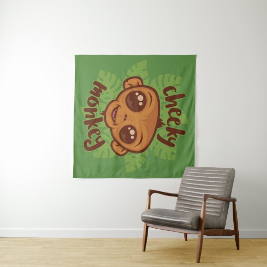 Tenture Dessin de primate de singe mignon (En situation (horizontale))