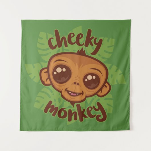Tenture Dessin de primate de singe mignon (Devant)