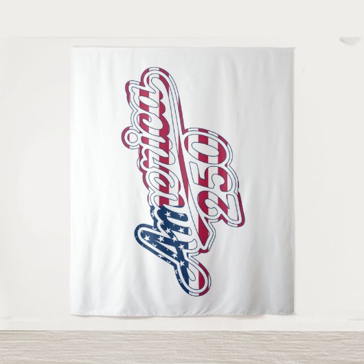 Tenture Dessin de script de drapeau America 250 Semiquince (Devant)