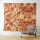 Tenture Dessin en pierre volcanique peinte en orange rouge (En situation (horizontale))