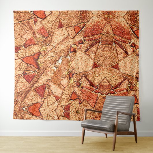 Tenture Dessin en pierre volcanique peinte en orange rouge (En situation (horizontale))