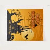 Tenture Dessin Haunted Mansion Halloween sur fond de fête  (Devant (Horizontal))