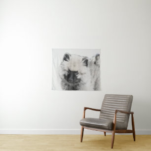 Tenture Dessin Keeshond Chiot - Joli dessin original Chien