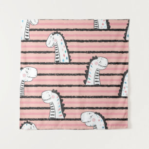 Tenture Dessin mignon Dinosaures vintage motif sans joint.