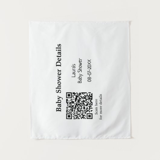 TENTURE DÉTAILS DE BABY SHOWER CODE QR SCAN MINIMAL MODERN (Devant)