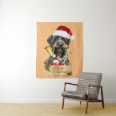 Tenture Deutsch Drahthaar, Joyeux Noël ! Bouton magnétique (En situation)