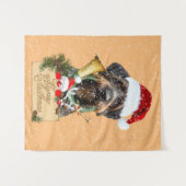 Tenture Deutsch Drahthaar, Joyeux Noël ! Bouton magnétique (Devant (Horizontal))