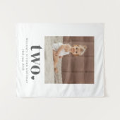 Tenture Deux Carrés de coeur Photo 2e anniversaire (Devant (Horizontal))