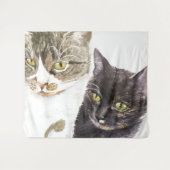 Tenture Deux chats - tabby et tortie (Devant (Horizontal))