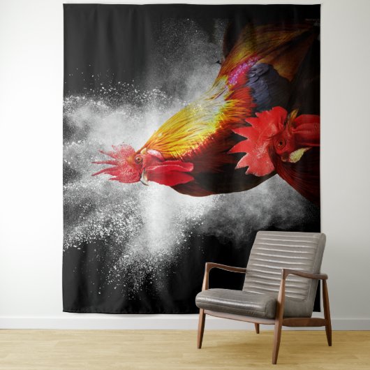 Tenture Deux coq (En situation)