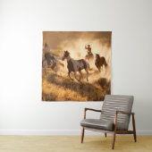 Tenture Deux cow-boys occidentaux à cheval, braconnant la  (En situation)