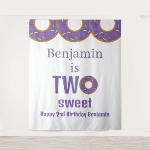 Tenture Deux Douces 2e Anniversaire Fête de Donuts Violets