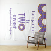 Tenture Deux gâteaux pour un 2ème anniversaire Fête Purple (En situation (horizontale))