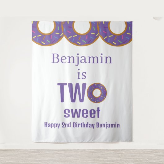 Tenture Deux gâteaux pour un 2ème anniversaire Fête Purple (Devant)