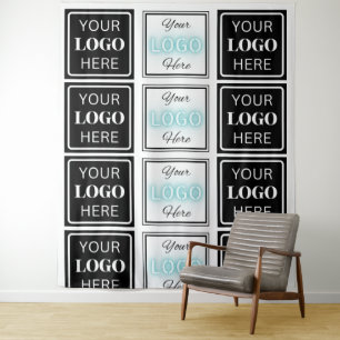 Tenture Deux Logos Événement Blanc Simple