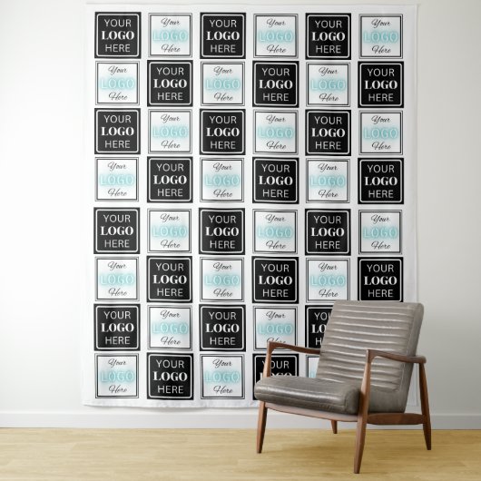 Tenture Deux Logos Événement Carré blanc Simple (En situation)