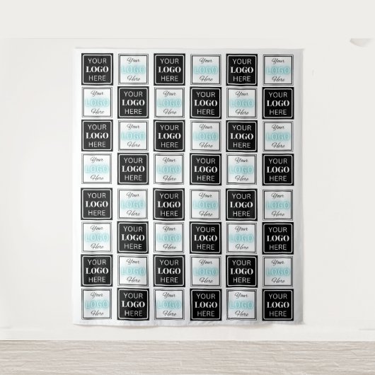 Tenture Deux Logos Événement Carré blanc Simple (Devant)