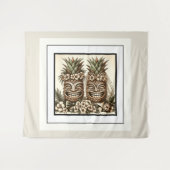 Tenture Deux mariés Gay Tête de Tiki Ananas Rétro Mariage  (Devant (Horizontal))