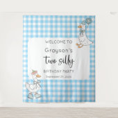 Tenture Deux oies bleues 2e anniversaire fond d'accueil (Devant)