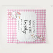 Tenture Deux oies soyeux rose 2e anniversaire Contexte de  (Devant (Horizontal))