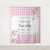 Tenture Deux oies soyeux rose 2e anniversaire Contexte de  (Devant)