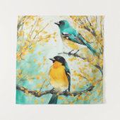 Tenture Deux oiseaux assis sur la branche de l'arbre (Devant)