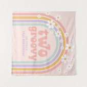 Tenture DEUX Super Pastel arc-en-ciel 2E anniversaire Bann (Devant (Horizontal))