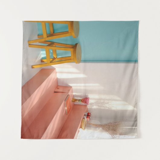 Tenture Deux tabourets de bar en bois jaune (Devant (Horizontal))