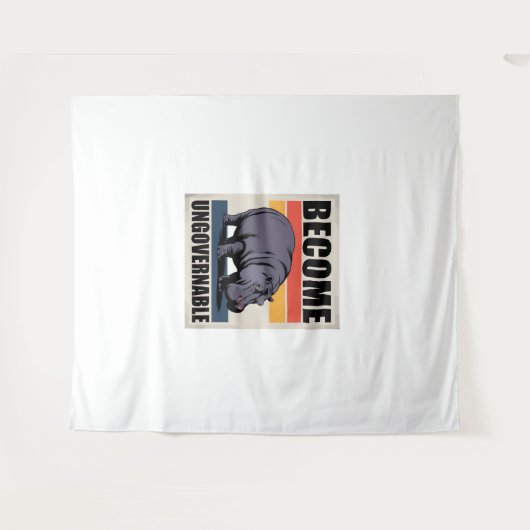 Tenture Devenez ingouvernable bébé drôle Hippo Moo Deng Lo (Devant (Horizontal))