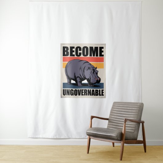 Tenture Devenez ingouvernable bébé drôle Hippo Moo Deng Lo (En situation)