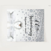 Tenture Diamant 60e anniversaire cygnes blancs en amour (Devant (Horizontal))