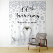 Tenture Diamant 60e anniversaire cygnes blancs en amour (En situation)