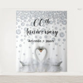 Tenture Diamant 60e anniversaire cygnes blancs en amour (Devant)