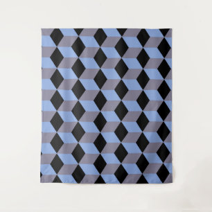 Tenture Diamant répétant le motif dans Heather bleue noire