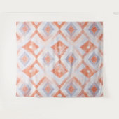 Tenture Diamant Rustique Géométrique en Terracotta et Bleu (Devant (Horizontal))
