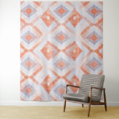 Tenture Diamant Rustique Géométrique en Terracotta et Bleu (En situation)