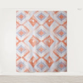 Tenture Diamant Rustique Géométrique en Terracotta et Bleu (Devant)