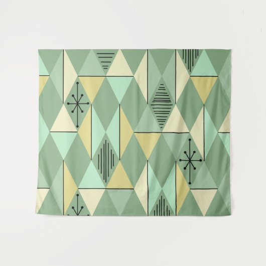 Tenture Diamants d'Art de l'Âge Atomique Mint Vert Jaune (Devant (Horizontal))