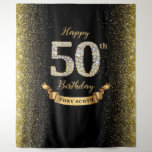 Tenture Diamond Black and Gold 50th Birthday Contexte<br><div class="desc">C'est moderne 50ème anniversaire de fond bannière Tapestry dispose de numéros de diamant et éclats d'or. Contactez-moi pour un autre âge</div>
