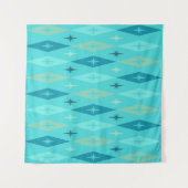 Tenture Diamonds Stars Turquoise de 1950 atomique (Devant (Horizontal))