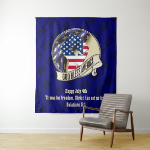 Tenture Dieu bénisse l'Amérique patriotique
