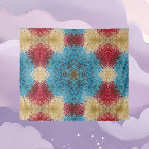 Tenture Digital Mandala bleu rouge et jaune
