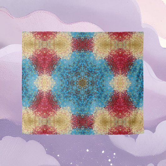 Tenture Digital Mandala bleu rouge et jaune