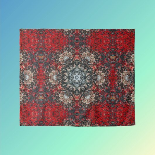 Tenture Digital Mandala rouge et blanc