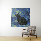 Tenture Digital painting Shambhala cat in Vincent Van Gogh (En situation)