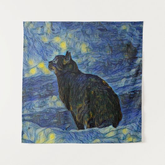 Tenture Digital painting Shambhala cat in Vincent Van Gogh (Devant)