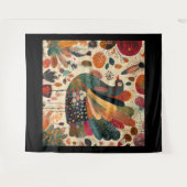 Tenture Dinde rétro boho patchwork d'automne (Devant (Horizontal))