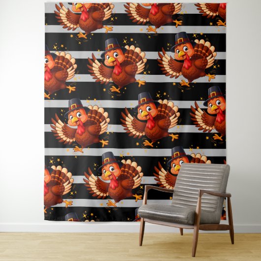 Tenture Dindon dansant (En situation)